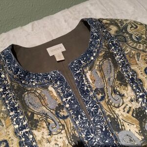 Chico's Women's Pawley's Island Open Front Jacket Fairy Paisley Sz 3